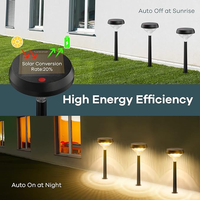 Linkind Solar Pathway Lights 4 Pack, Solar Lights Outdoor, Warm White Path Waterproof for Walkway Yard Landscape Garden