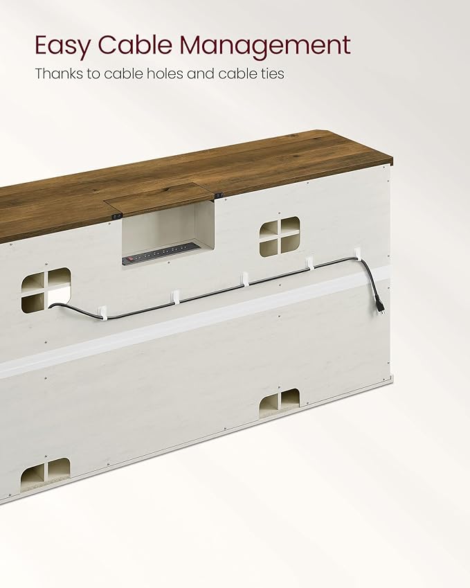 VASAGLE TV Stand for TVs up to 75 Inches, Farmhouse Entertainment Center with Sliding Barn Doors, Console Table for Living Room, Rustic White and Honey Brown ULTV323W02