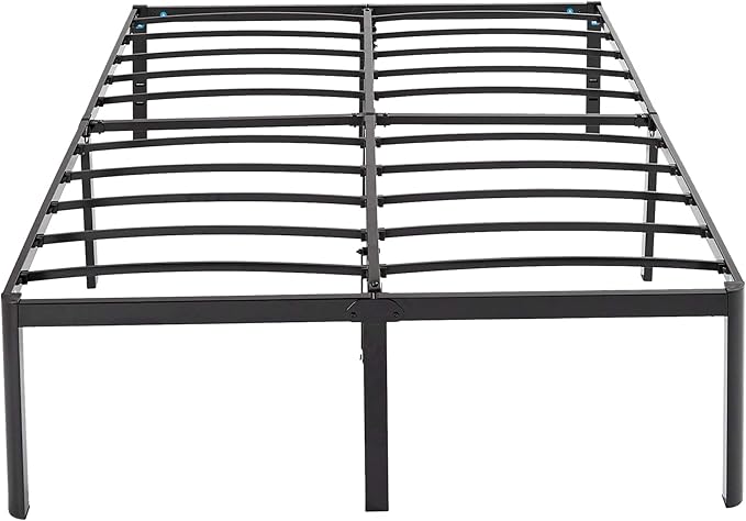 Amazon Basics Heavy Duty Non-Slip Bed Frame with Steel Slats, Easy Assembly - 18"H, (Queen), Black