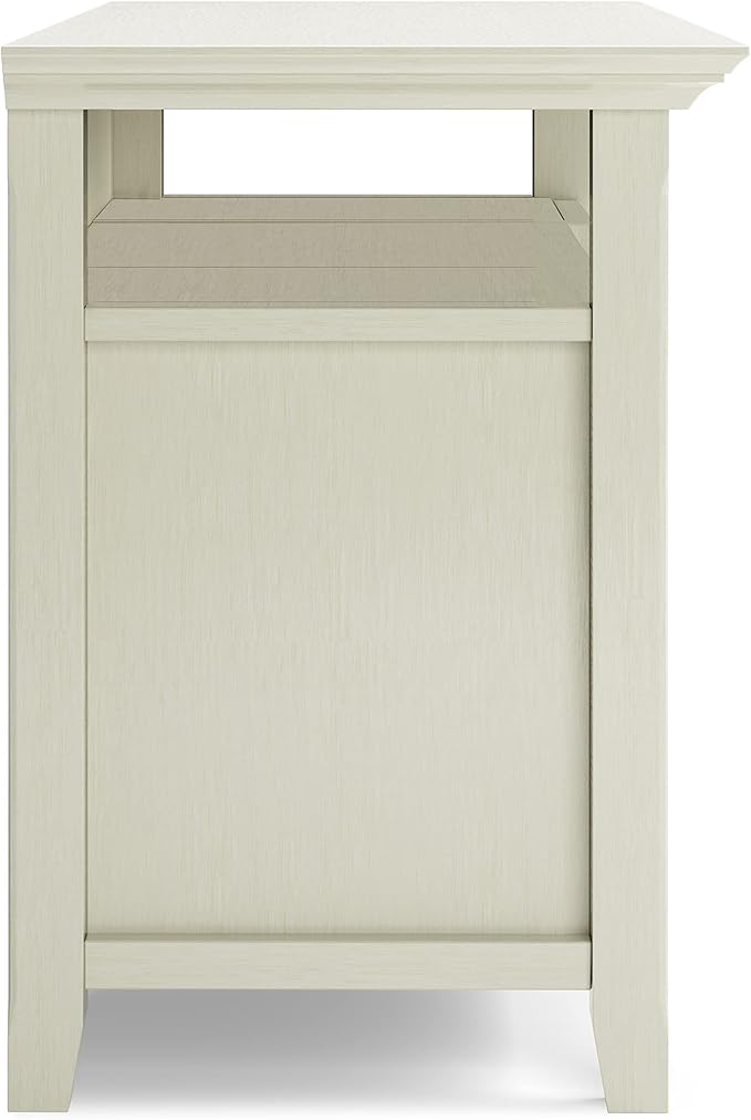 SIMPLIHOME Amherst 54-inch Wide Solid Wood TV Stand in Antique White, Transitional-Style Media Console for Living Room with Adjustable Shelves and Cable Management