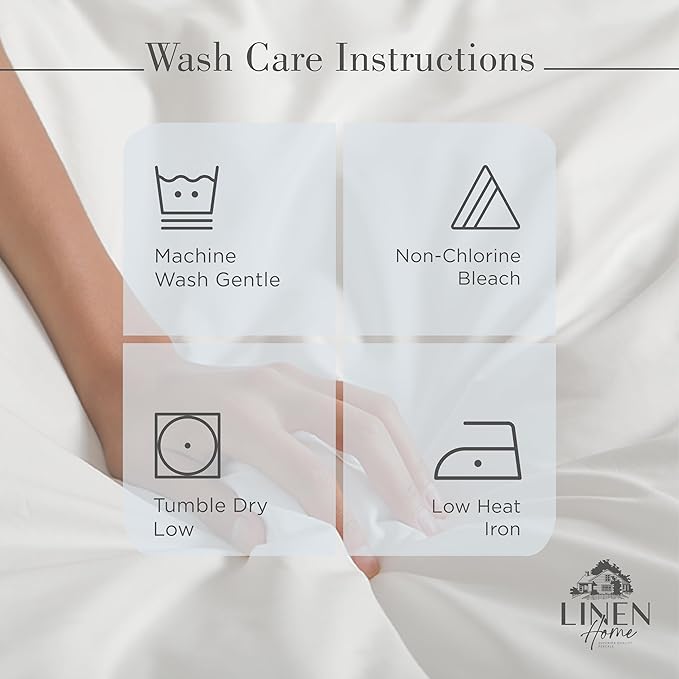 Linen Home 100% Cotton Percale Sheets King Size, Blue Duck Egg, Deep Pocket, 4 Pieces Set - 1 Flat, 1 Deep Pocket Fitted Sheet and 2 Pillowcases, Crisp Cool and Strong Bed Linen