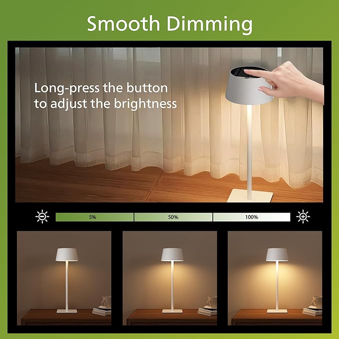 Philips Solar Outdoor Table Lamp, Portable LED Desk Light,Cordless Battery-Operated，2 Adjustable Height, Touch Control & Stepless Dimming Night Light，Waterproof for Garden, Bedroom