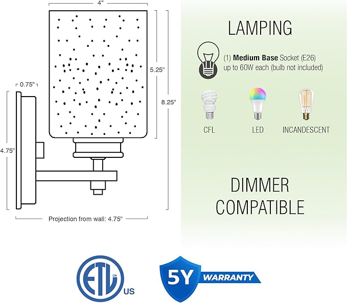 Kira Home Phoebe 8" Modern Wall Sconce/Vanity Light + Frosted Seeded Glass Shade, Oil-Rubbed Bronze Finish
