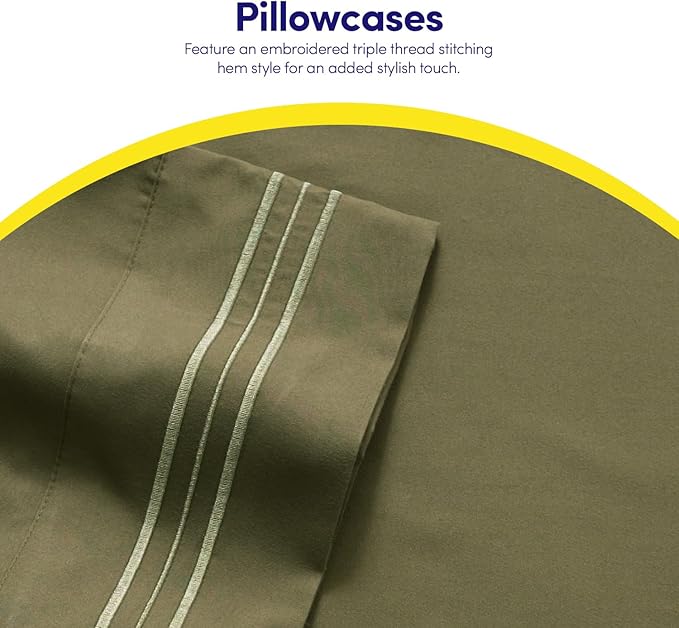 1500 Supreme Collection Queen Sheet Sets Olive Green - Luxury Hotel Bed Sheets and Pillowcase Set for Queen Mattress - Extra Soft, Elastic Corner Straps, Deep Pocket Sheets, Queen Olive Green