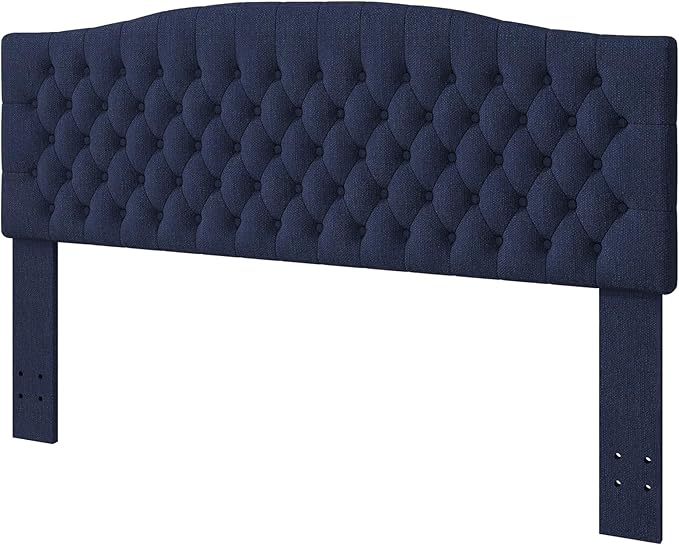King Headboard Only, Upholstered Headboard for Adjustable Bed Linen Tufted Cal King Size Wall Mounted Head Board with Solid Wood Legs Head Board, Navy Blue