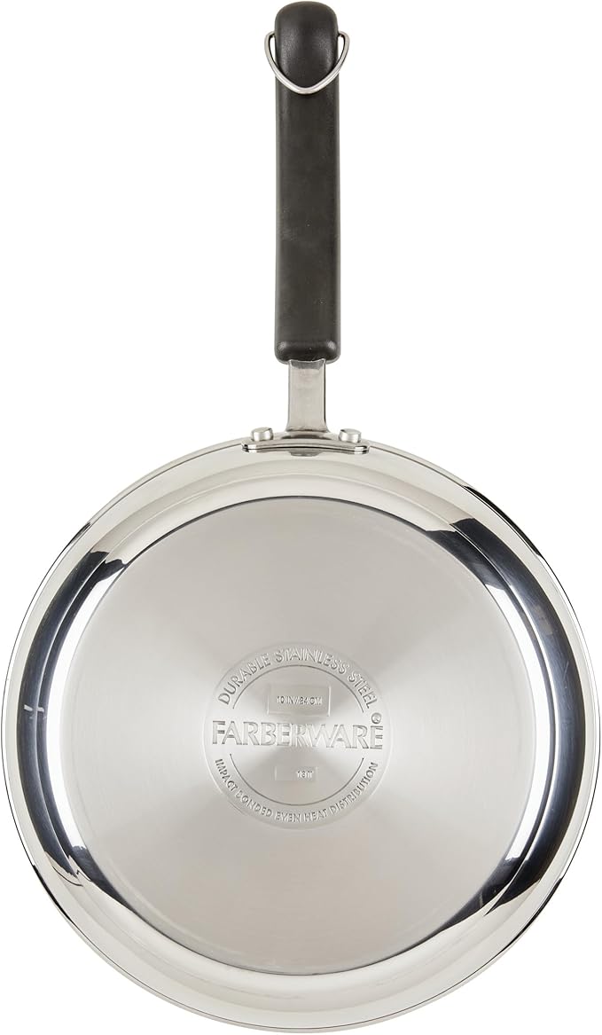 Farberware Brilliance Stainless Steel Cookware Pots and Pans Set with Kitchen Cooking Tools and Glass Lids, 10 Piece, Dishwasher Safe and Induction Ready, Stainless Steel