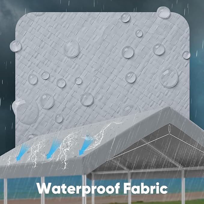 10' x 20' Carport Replacement Canopy Cover for Carport Frame Garage Top Tarp Shelter Tent Party Heavy Duty (Only Top Cover, Frame is not Included) (Gray, 10' x 20')