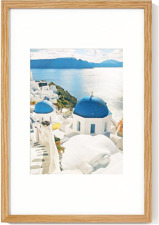 Axeman 12x18 Poster Frame | Solid Oak Wood 12 x 18 Picture Frame With Mat for 8.5x11 | 18''x12'' Wood Frame | Tempered Glass and Hanging Hardware Included Home Wall Decor Hanging Frame | Natural