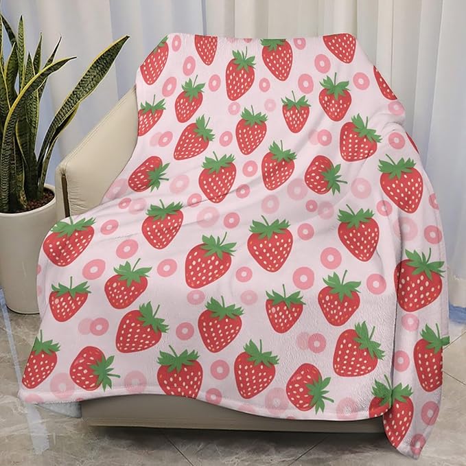 Strawberry Pink Flower Dog Kid Large Dog Wearable Fleece Pet Throw Blanket for Couch car Bed Crate, Soft Cozy Girl boy Blanket 40x50 in