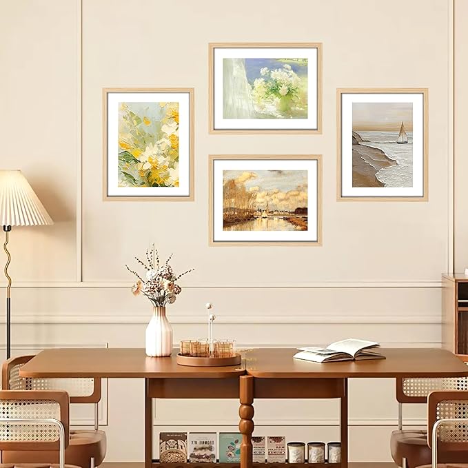 FIXSMITH 11x14 Picture Frame 2 Pack, Photo Frame with HD Plexiglass, Display Pictures 8x10 with Mat or 11x14 Without Mat, Natural Picture Frames Collage Wall Decor, Gallary Wall Frame