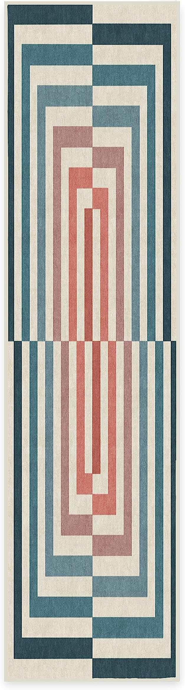 RUGGABLE x Jonathan Adler Machine Washable Modern Runner Rug – Op Art Teal 2.5x10, Stain-Resistant, Non-Slip – Washable Rug for Hallway, Entryway, Living Room & Kitchen–with Standard Pad