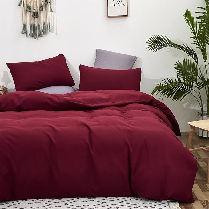 Luxlovery Burgundy Comforter Set Twin Maroon Dark Red Bedding Comforter Set Wine Red Soft Breathable Durable Blanket Quilts 3 Piece Burgundy Bedding Set for Teens Kids Twin Bed
