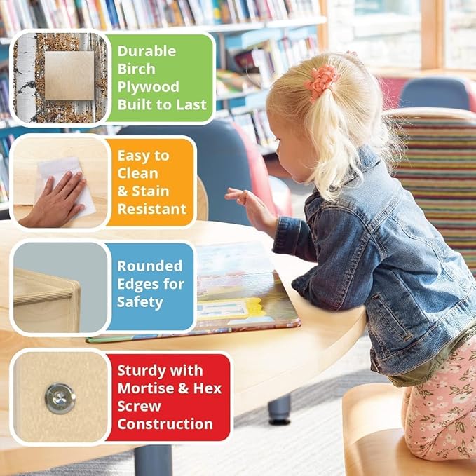 Contender Book Display for Daycare, Classroom, Preschool, Kids Single-Side Bookcase Stand, 5 Shelf Book Display with Rear Storage, 30-inch Width, Ready-to-Assemble, Made in USA