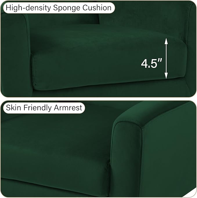 Accent Chair, Modern Velvet Arm Chair for Living Room, Bedroom, Comfy High-Resilient Sponge Reading Chair for Small Spaces （Velvet Retro Green, Set of 2