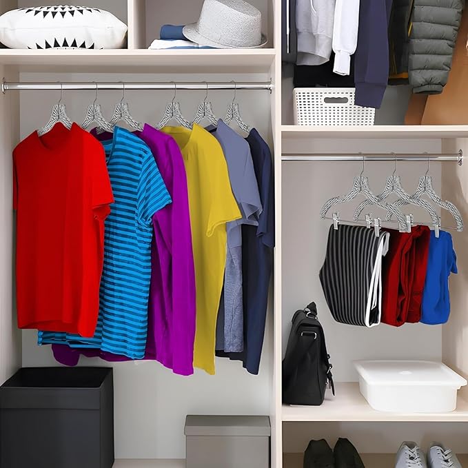 Clothes Hangers with Clips Plastic Set of 100 Pack Heavy Duty Hangers Dresses, T-Shirts Shirt Suit Hangers for Closet Organization Crystal Clear Hanger Pants Skirt Hanger Women and Men