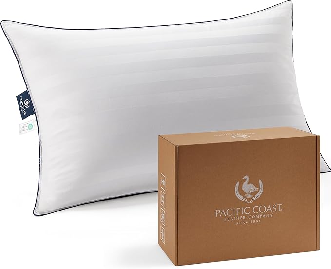 Pacific Coast White Goose Down Pillow, Hotel Bed Pillow for Sleeping, Certified by RDS and Oeko, Suit for Back and Stomach Sleepers, Queen Size