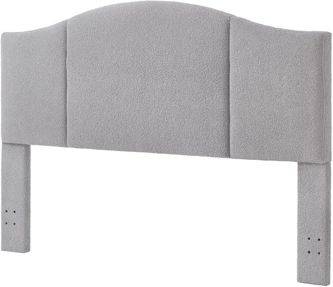 24KF Middle Century Upholstered Foldable King Headboard, Modern Boucle Teddy Fabric Headboard King/California King, 6033-K-Gray