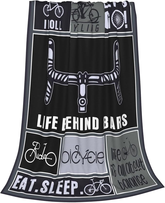 Bicycle Blanket Cycling Throw Blanket Soft Fleece Flannel Bedding Bike Gifts for Men Boys Women Girls Lovers Adults Stuff Plush for Couch Sofa Bed Room Decor 50"X60"