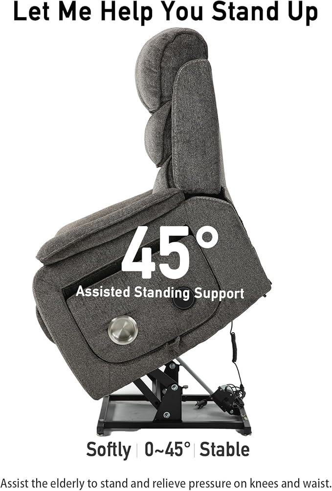 Large Power Lift Chairs Recliners for Elderly with Heated and Massage, Upgraded Dual Motor Lay Flat Recliners, 25in Extra Wide Seat, Folding Tablet, Side Pocket