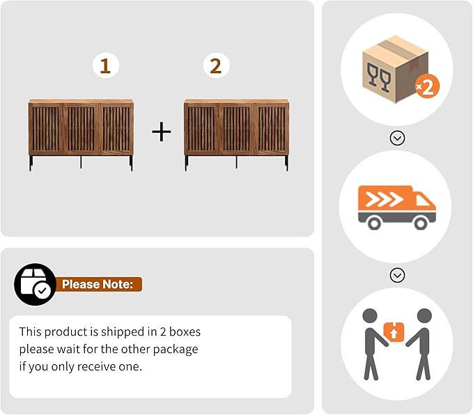 Farmhouse TV Stand for TVs up to 100 inch, 2 in 1 Entertainment Center TV Console with Storage Cabinets and Metal Base,Brown Media Console for Living Room