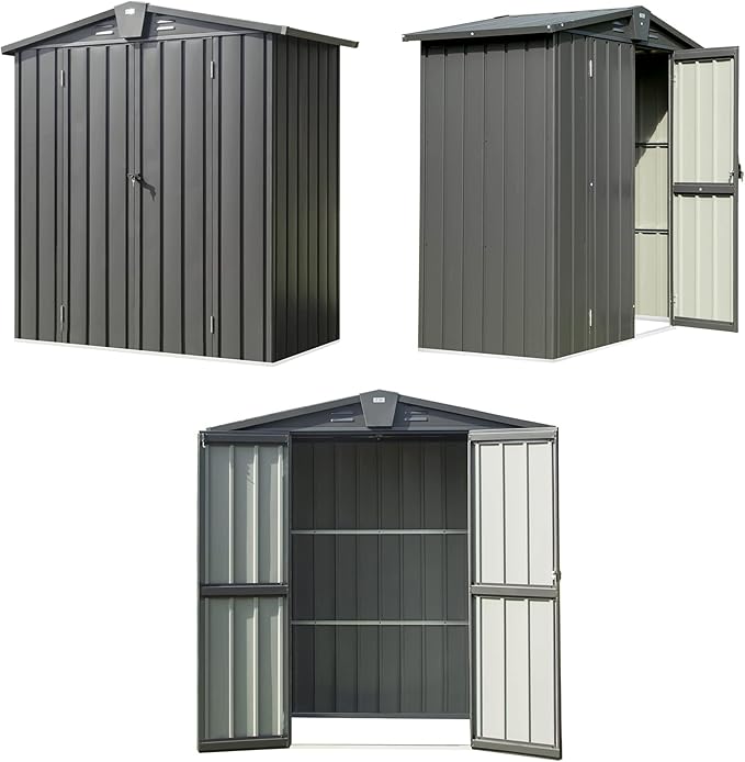 Domi Outdoor Storage Shed 5'x3, Metal Waterproof Tool Shed Utility Storage House with Double Lockable Doors & Air Vent for Garden Backyard Patio Lawn