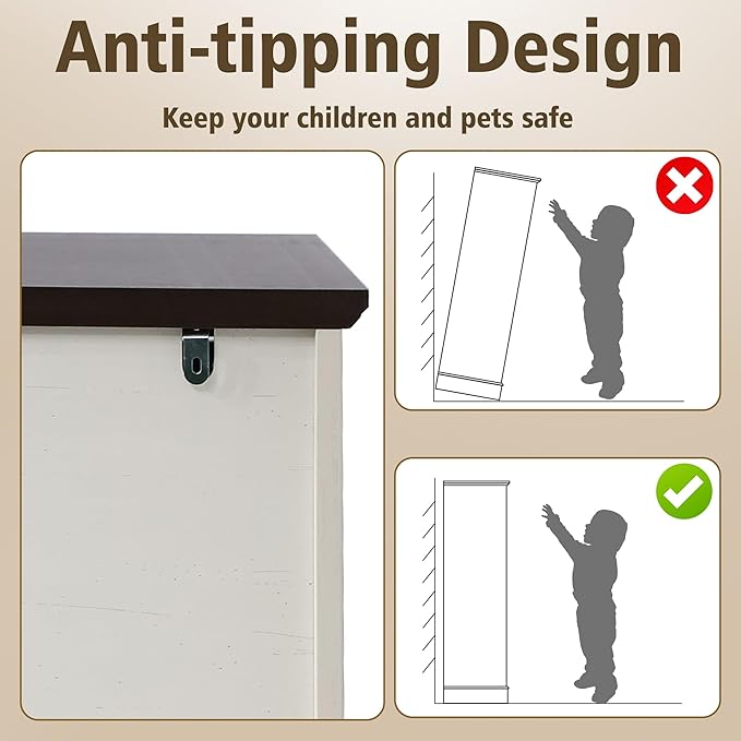 Farmhouse Dresser 5 Drawer, Bedroom Chest of Drawers, Dressers with 5 Drawers, Wooden Dressers for Bedroom, Living Room, Tv Stand, Entryway (Off White-5 Drawers)