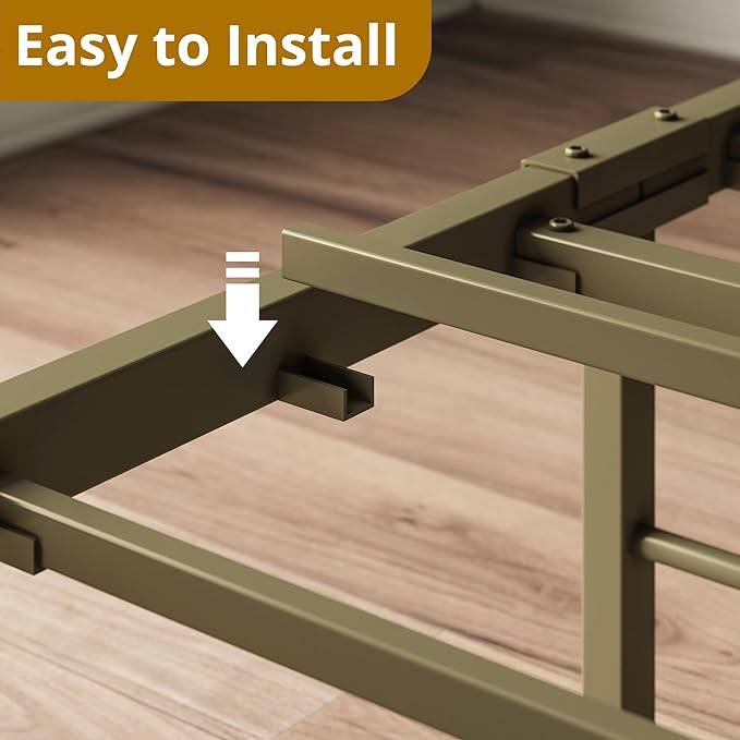 LIKIMIO Full Bed Frame, Storage Headboard with Charging Station, Solid and Stable, Noise Free, No Box Spring Needed, Easy Assembly (Dark Green)