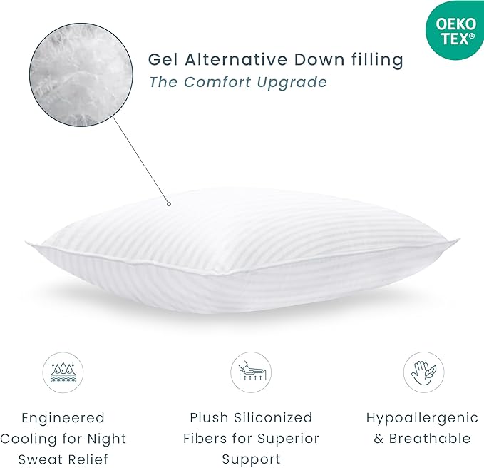 Threadmill Soft Bed Pillows King Size Set of 2 | Down Alternative Cooling Soft Pillows for Sleeping | 20 x 36 Hotel, King Size Pillows 2 Pack for Back, Stomach or Side Sleepers