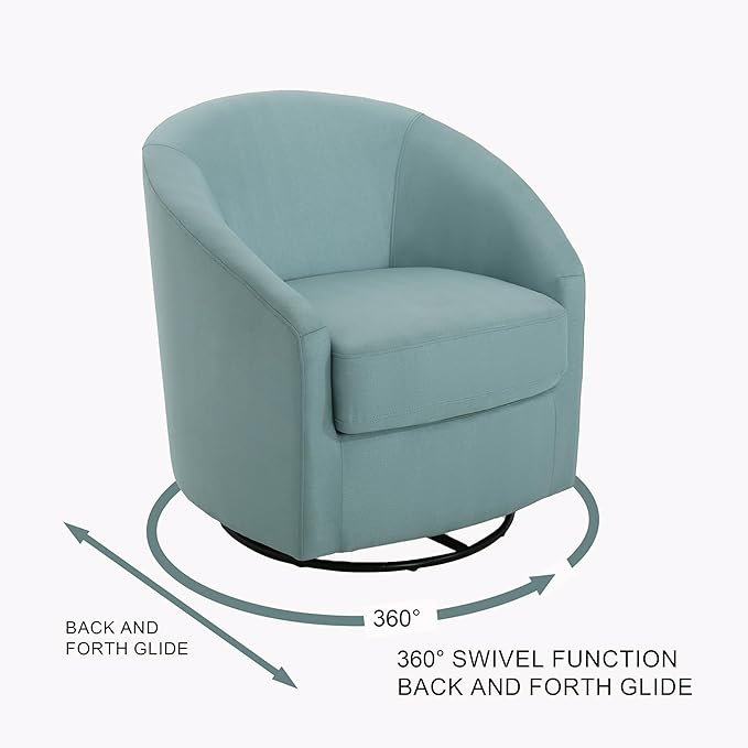 Christopher Knight Home Fabric Swivel Gliding Chair,Swivel Accent Barrel Chair,Comfy Bedroom Chair,Upholstered Barrel Chair for Living Room,Light Blue