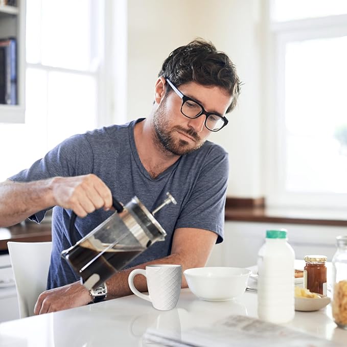 Schliersee 16 OZ Coffee Mugs Set of 6, White Ceramic Coffee Mug, Geometric Pattern Coffee Cups for Latte, Hot Tea, Cappuccino, Mocha, Cocoa, Espresso cups