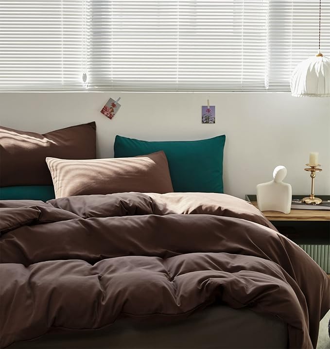 Luxlovery Brown Comforter Set Men King Mocha Bedding Comforter Set King Size Chocolate Color Solid Soft Breathable Blanket Quilts Chestut Brown Bedding Set King Size