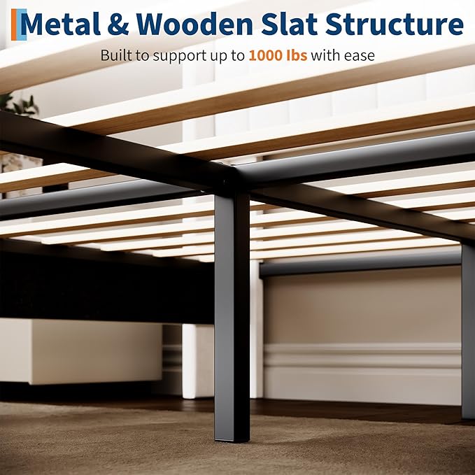 IDEALHOUSE Queen Size Velvet Bed Frame/Vertical Channel Tufted Wingback Headboard/Upholstered Platform Bed/Wood Slats/No Box Spring Needed/Easy Assembly/White