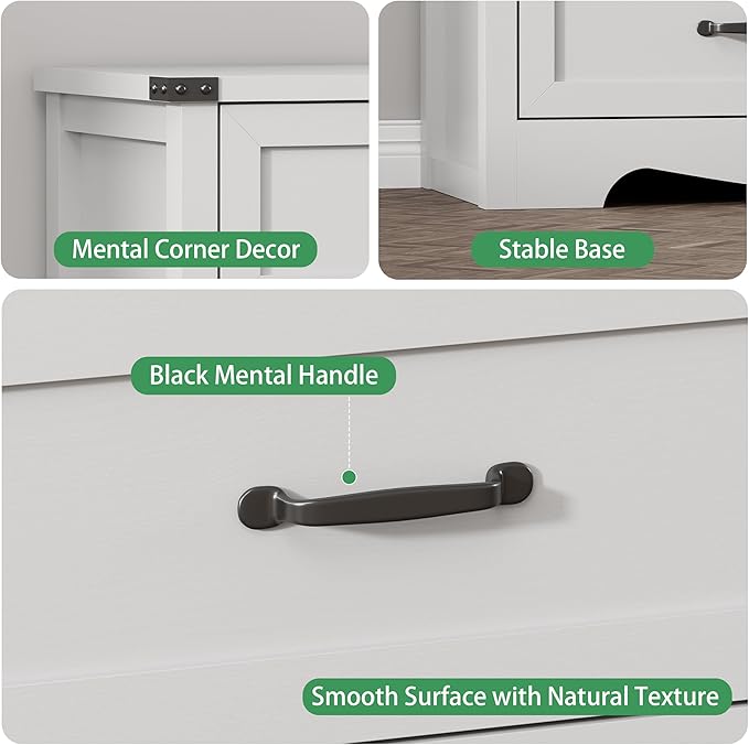 Dresser for Bedroom with 7 Drawers, 48" Wide Modern Chest of Drawers with Deep Drawers & Mental Handle, Wood Dresser TV Stand, Wooden Closet Storage Organizer for Living Room, Hallway, Entryway, White