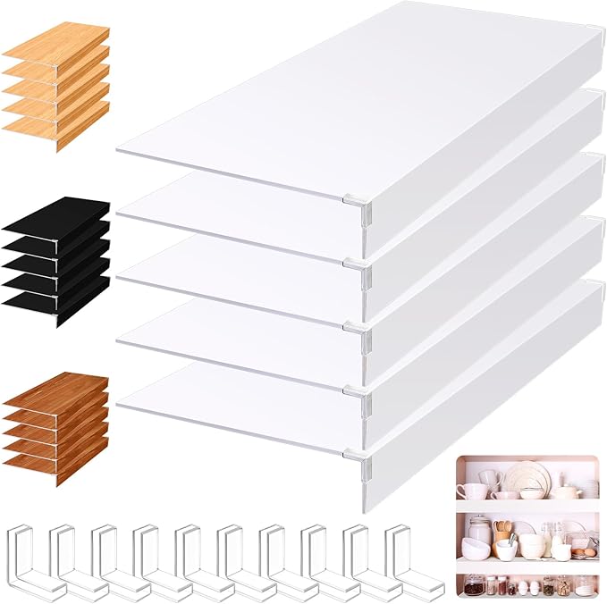 Hoolerry 5 Pcs Wire Shelf Covers Foamed PVC Wire Rack Covers for Removable Closet (Not Wood) Pantry Shelves for Cabinet Bathroom Kitchen Shelving Decoration(White,31x12 Inch)