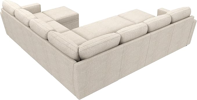 HONBAY Modular Sectional Sleeper Sofa with Pull Out Couch, Oversized U Shaped Sleeper Pull Out Bed with Storage Sectional Couches for Living Room - Beige