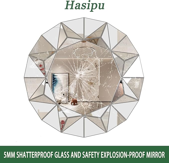 Hasipu Wall Mirrors Decorative, 40" Mirror Wall Decor, Beveled Edge Frameless Wall Mount Round Mirror for Living Room