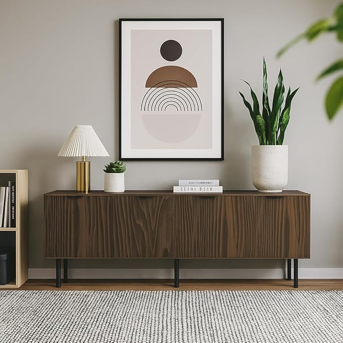 TV Stand for TVs up to 80 Inch,Mid Century Modern TV Console,TV Stands for Living Room & Bedroom,Entertainment Center with Storage,Entertainment Stand,TV Cabinet for 55,60,65,70,72,75,80 Inch TV