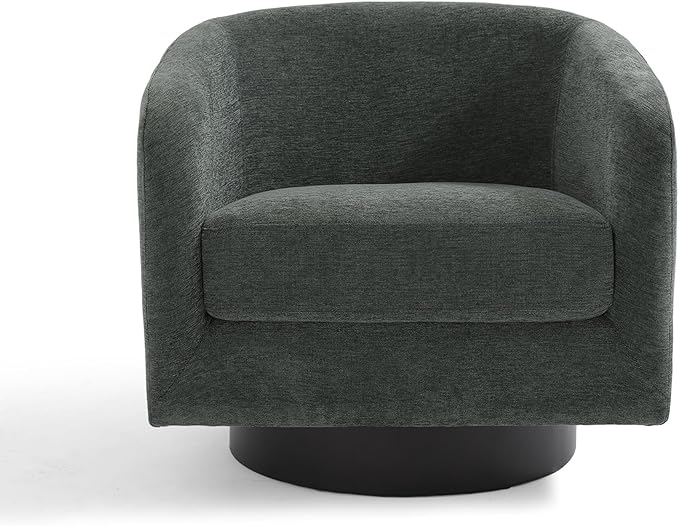 UIXE Swivel Accent Chair, Chenille Barrel Chairs Upholstered Armchair for Living Room, Modern Round Arm Chair Small Single Sofa Bedroom Reading Seat - Gray