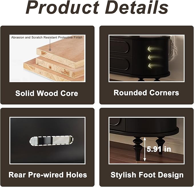 TV Stand for TVs up to 85 Inch, Modern Entertainment Center with Storage Cabinet and 4 Drawers, TV Media Console Table, Black TV Stand for Living Room Bedroom, Easy Assembly (Legs Only)