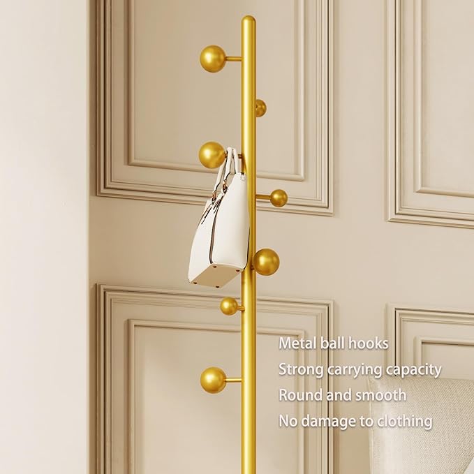 coat rack freestanding,coat rack stand with 7 Hooks and Metal Base for Bags, Hats.Coat Tree Coat Hanger Stand for Home Office Hall Entryway