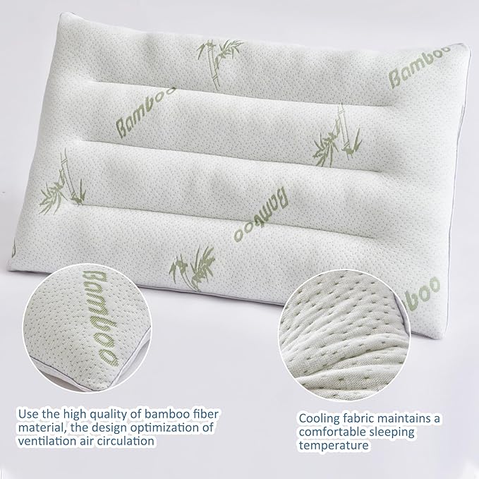 SWTMERRY Ultra Thin Pillows for Sleeping, Flat Pillows for Stomach & Side Sleepers, Rayon Derived from Bamboo, 7D High Support 2.5 inch Height Slim Bed Pillow