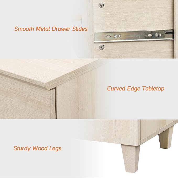 WAMPAT TV Stand Dresser for 32+ Inches TVs, Wood Media Console Table with 3 Drawers, Modern Highboy Entertainment Center with Storage for Living Room Bedroom, Natural Oak