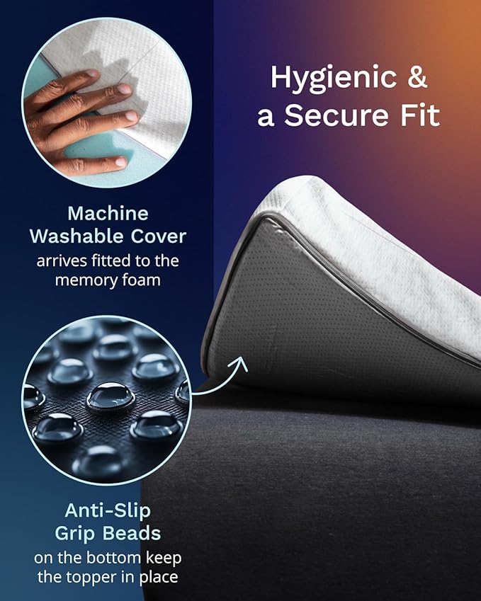 ViscoSoft Dusk 3-Inch Memory Foam Mattress Topper - King Mattress Topper, Washable Cover, Cooling & Back Pain Relief, CertiPUR-US Performance Tested and Certified Foam