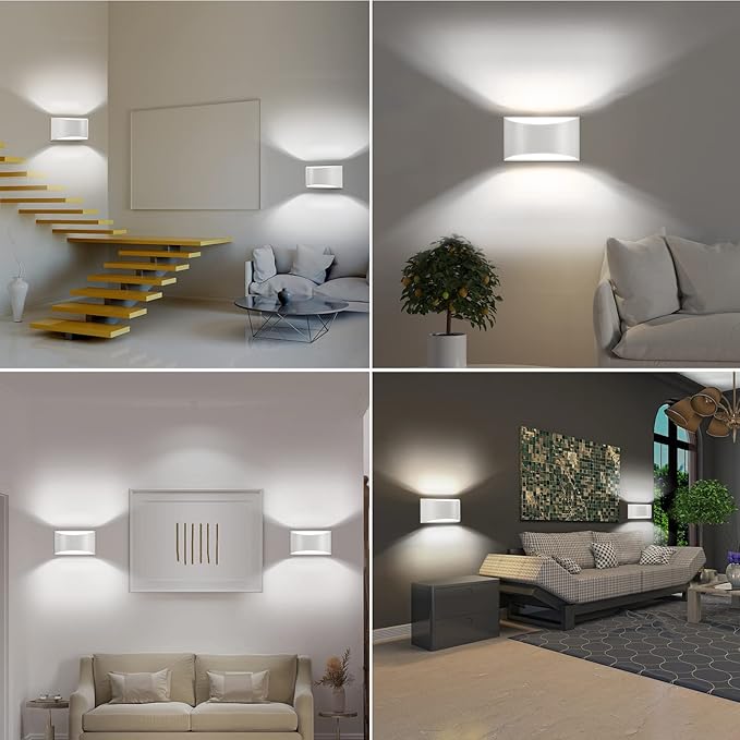 4 Pack Wall Sconces Indoor White Modern LED Wall Sconce Hardwired Up and Down Wall Light Fixture for Bedroom Hallway Corridor Cool White 6000K(with G9 Bulbs)