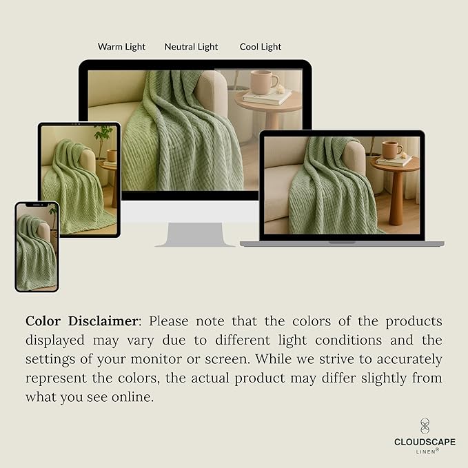 Soft 4 Layer Muslin Blanket Twin Size, 100% Cotton Blanket for Couch, Bed, Sofa, Pre-Washed Gauze, Best for Summer, 68x92, Seafoam Green