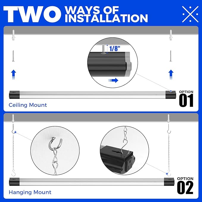 Barrina BS84 LED Shop Lights for Workshop 4FT, 84W, 10000LM, 5000K Linkable Light Fixture for Garage, Basement, Hanging or Flush Mount, ETL, 4 Packs