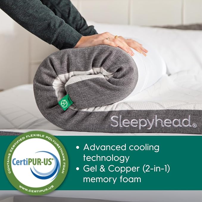 Sleepyhead King 3 Inch Luxury Super Mattress Topper, Gel & Copper Memory Foam Mattress Pad, Washable Cover, Thick, Cool & Comfortable Bedding, American Made, (76x80 inches)