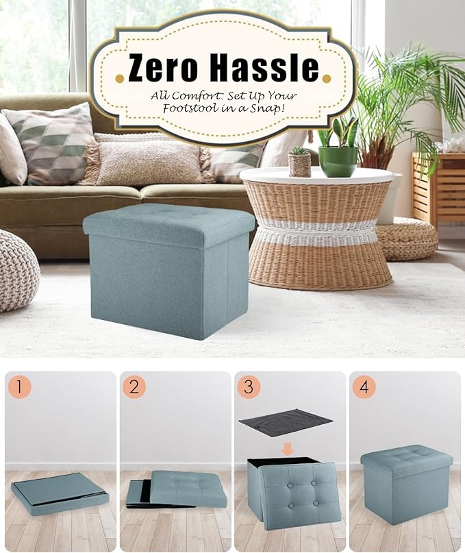 Ottoman Storage Ottoman Foot Rest Stool Foldable Bench with Storage Student Dormitory Bedroom and Entryway 17 X 13 X 13