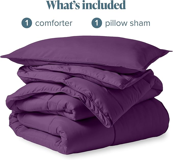 Bare Home Comforter Set - Twin/Twin Extra Long Size - Ultra-Soft - Goose Down Alternative - Premium 1800 Series - All Season Warmth (Twin/Twin XL, Plum)