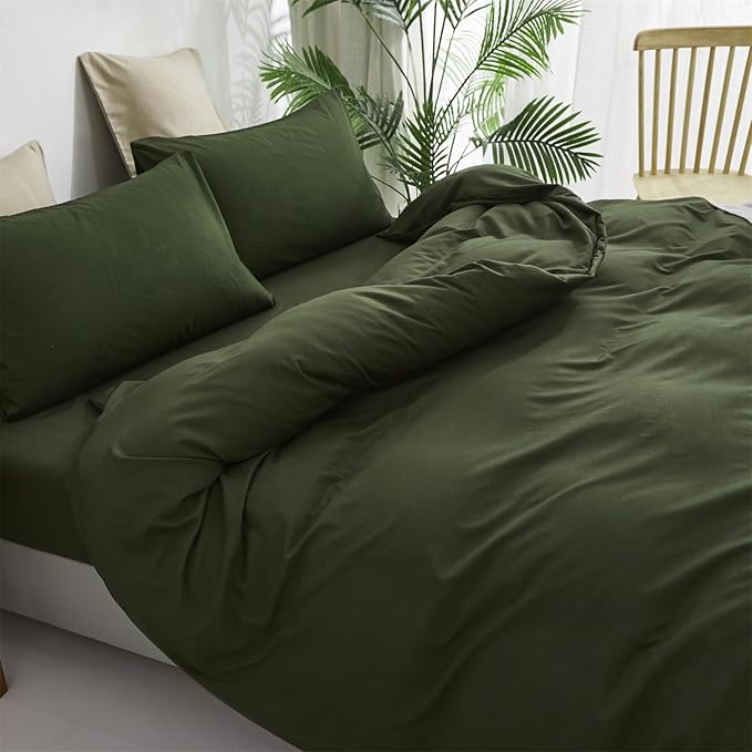 Luxlovery Army Green Comforter Cal King Dark Green Bedding Comforter Set California King Olive Bedding Set Soft Breathable Quilts Bedding Set Women Men